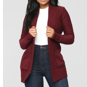 NWT, Fashionnova - "Moments After" Cardigan - Burgundy - Size: XL